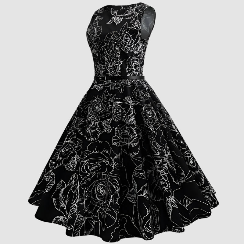 Robe gothique à roses dans le style rétro pin-up – Castle Gothic