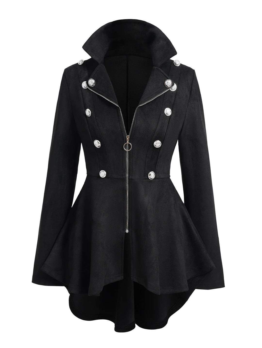 Manteau Steampunk Trench Gothique Femme - Veste Blazer Vintage Irrégulière Double Boutonnage - Style Victorien