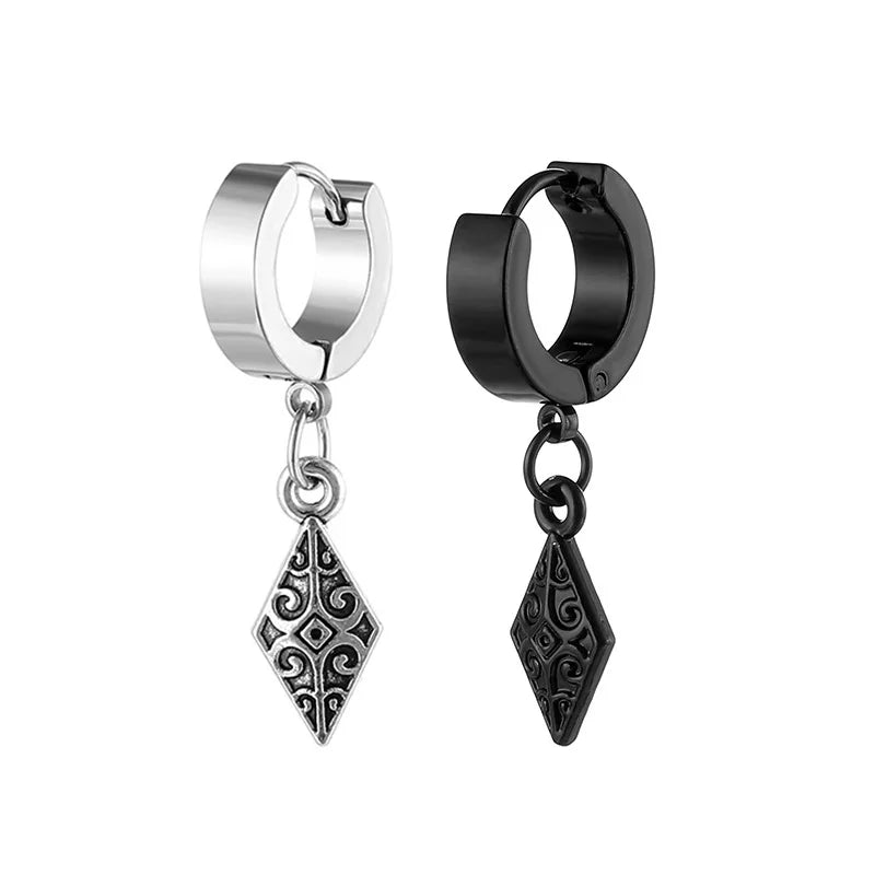 Boucles D'oreille Punk/Gothique – Créoles Pic Argenté – Acier Inoxydable – Neuf Avec étiquette